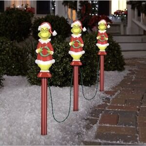 Grinch Lightshow 3-Marker White Christmas Pathway Markers‎ Outdooor